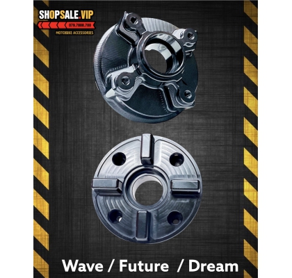Cùi Đĩa Nhôm CNC Cho Wave/Future/Dream Mẫu GH-Racing (Màu Đen)